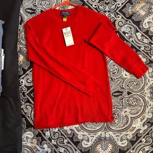 Red Long Sleeve Waffle Shirt